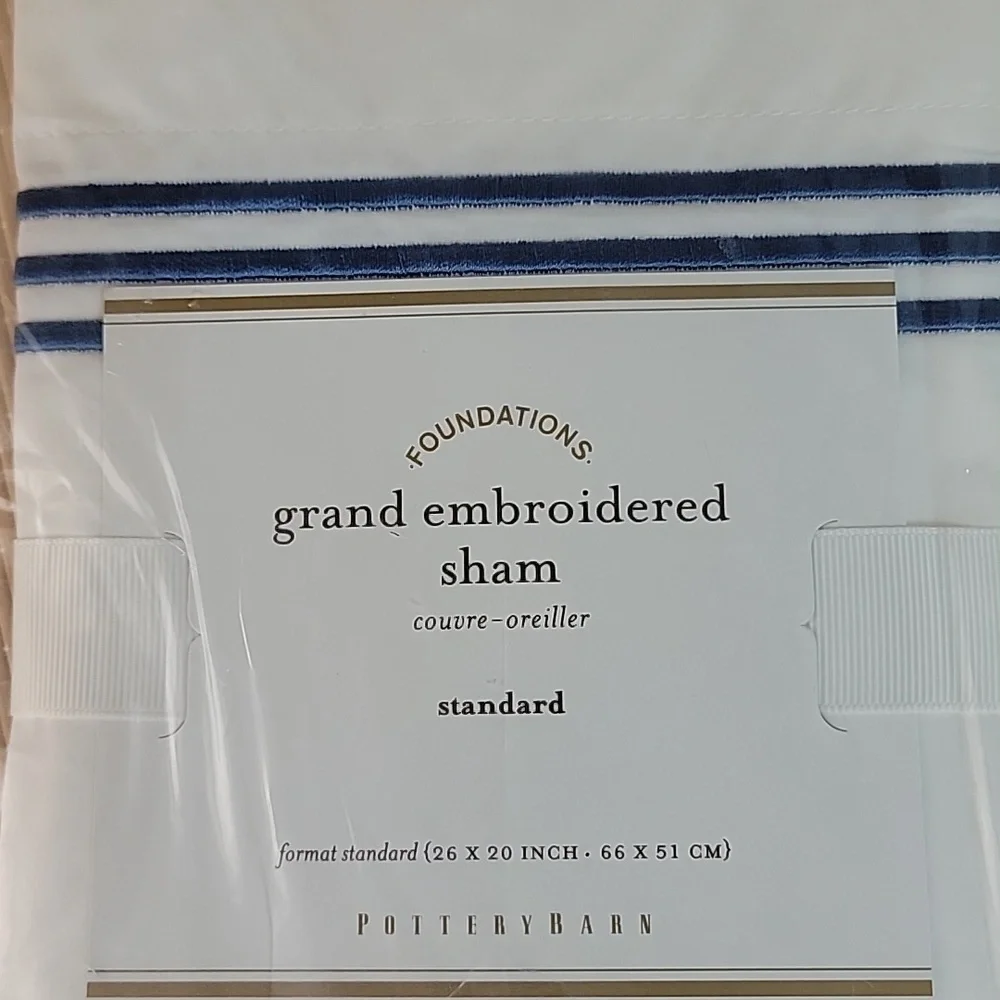Pottery Barn Set of 2 Grand Embroidered Sham Standard Size NEW IN PACKAGE